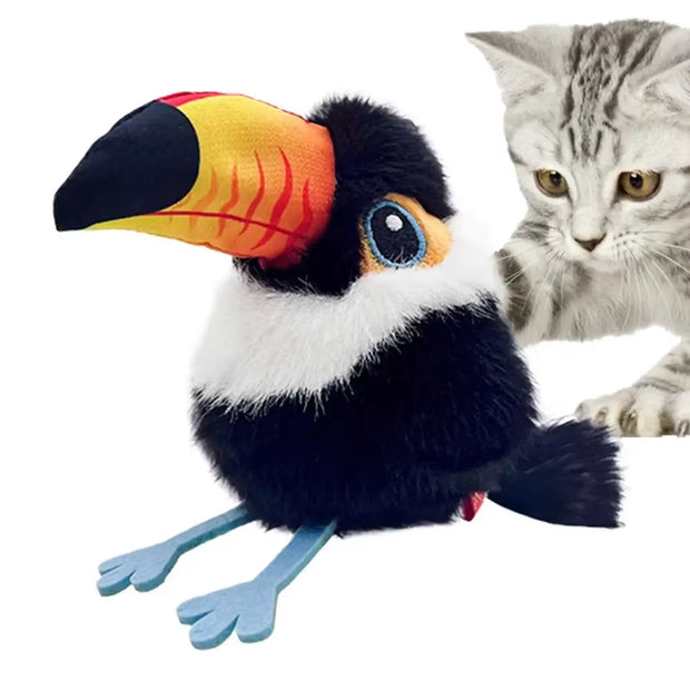 USB Rechargeable Flapping & Chirping Bird Cat Toy – Touch Activated Plush Hunting Toy for Indoor Kittens - Gold Store Business
