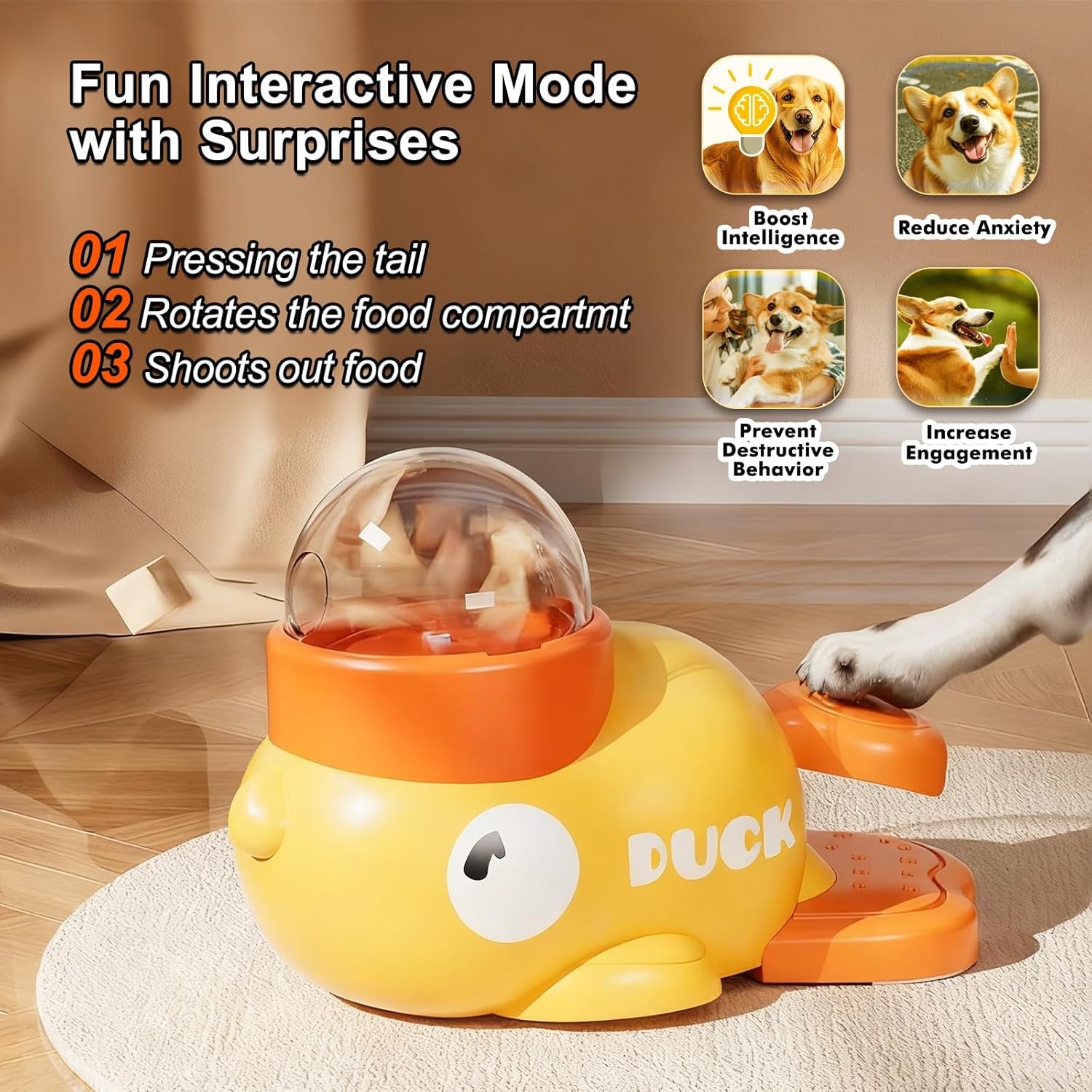 Duck-Shaped Dog Puzzle Toy & Slow Feeder Bowl — Mental Stimulation for Dogs & Cats - Gold Store Business