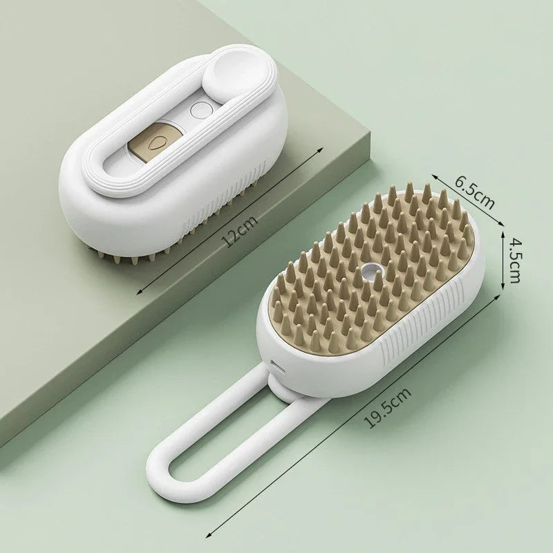 3-in-1 Electric Steam Pet Brush — Essential Oil Spray, Massage & Hair Removal for Dogs & Cats - Gold Store Business