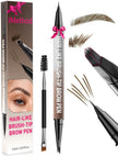 4D Microblading Eyebrow Pencil – 2-in-1 Dual-Ended Brow Pen & Brush | Long-Lasting Waterproof Hair-Like Strokes - Gold Store Business
