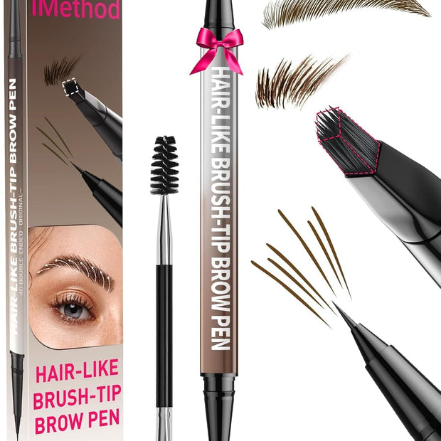 4D Microblading Eyebrow Pencil – 2-in-1 Dual-Ended Brow Pen & Brush | Long-Lasting Waterproof Hair-Like Strokes - Gold Store Business