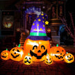 8.7ft Halloween Inflatable Pumpkin Stack | 7 Pumpkins + Witch Hat, Built-In LED Lights, UL Certified Yard Decor