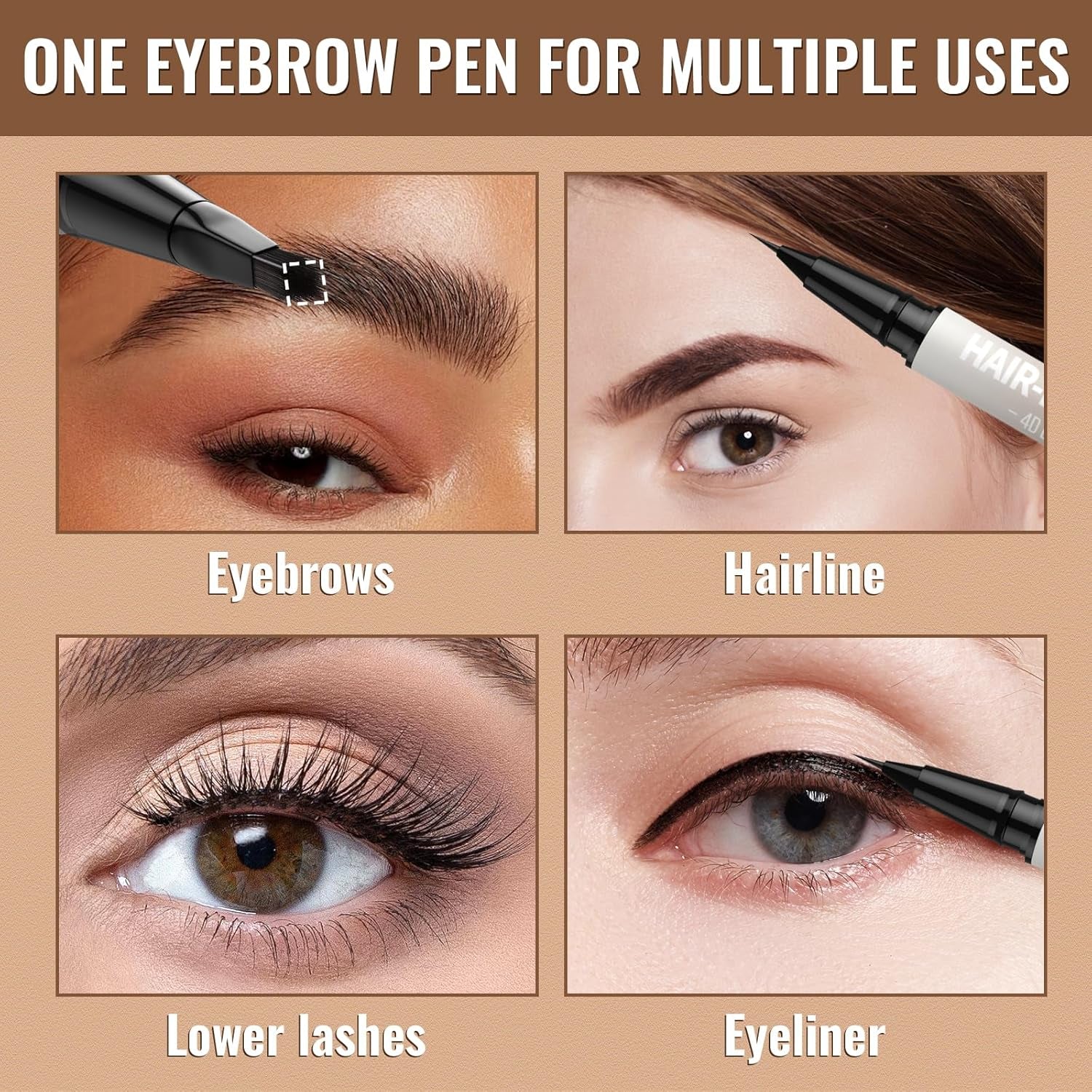 4D Microblading Eyebrow Pencil – 2-in-1 Dual-Ended Brow Pen & Brush | Long-Lasting Waterproof Hair-Like Strokes - Gold Store Business
