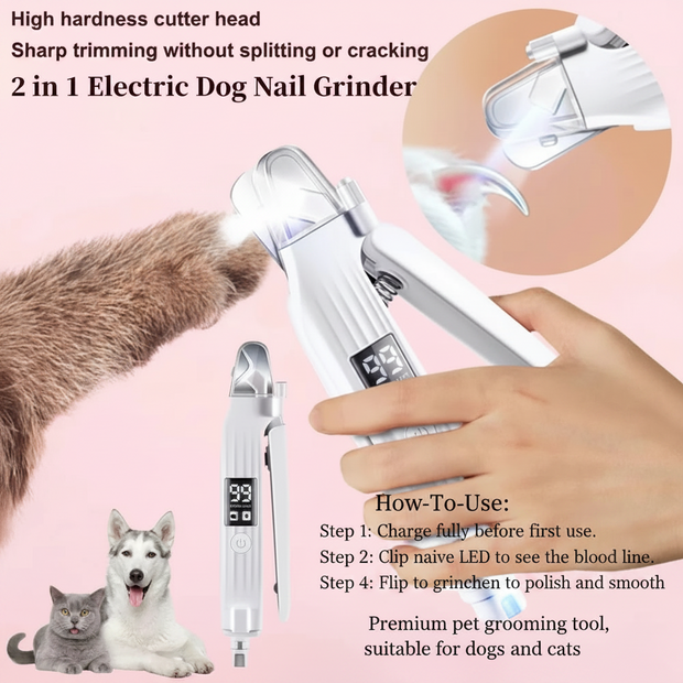 2-in-1 Electric Pet Nail Trimmer & Grinder with LED Light – Quiet Dog & Cat Nail File - Gold Store Business