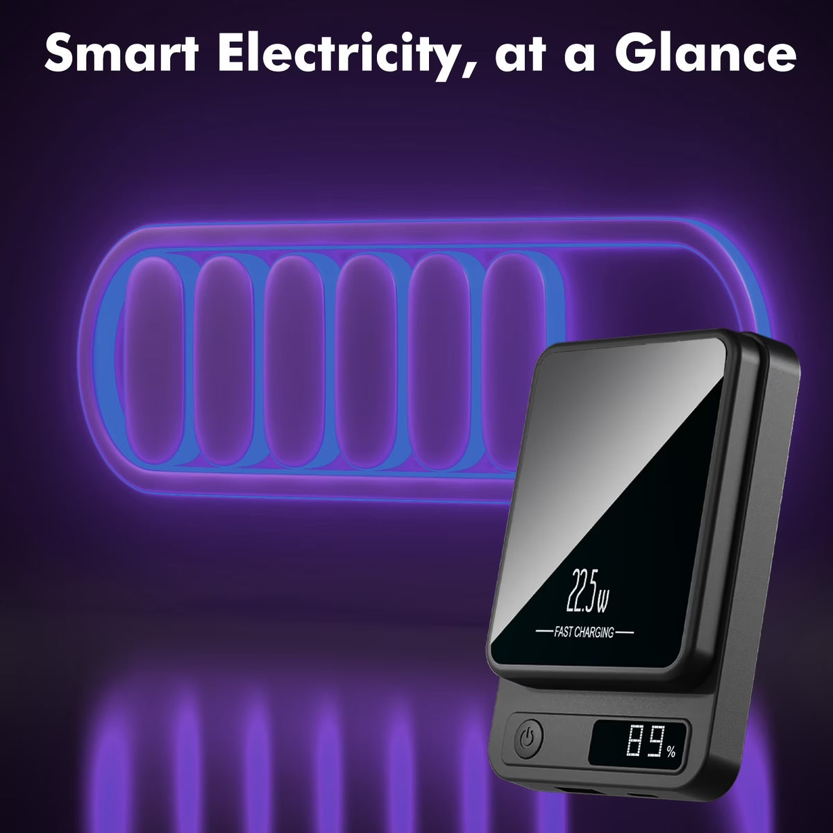Magnetic Portable Charger,10000Mah Power Bank 22.5W Fast Charging Battery Bank with LED Display,Wireless&Wired USB-C Cable Travel Wireless Charger for Iphone 17-12,Andriod Phones,Black