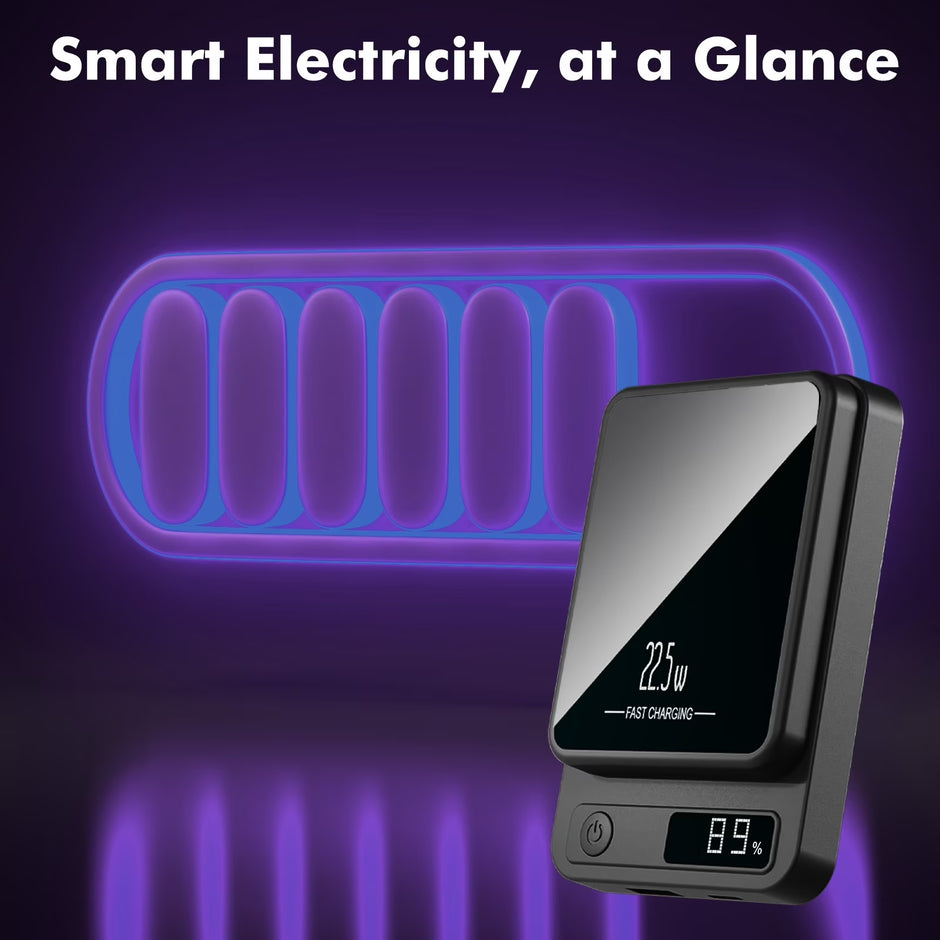 Magnetic Portable Charger,10000Mah Power Bank 22.5W Fast Charging Battery Bank with LED Display,Wireless&Wired USB-C Cable Travel Wireless Charger for Iphone 17-12,Andriod Phones,Black