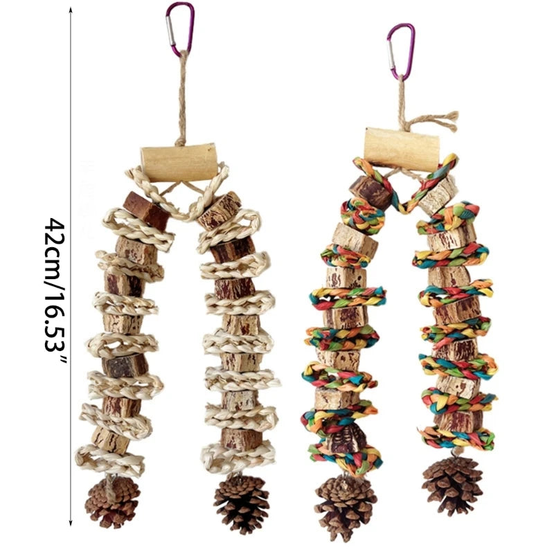 Large Parrot Chewing & Climbing Swing Toy – Natural Pine Cone Bird Cage Hanging Toy for Lovebirds & Cockatoos - Gold Store Business