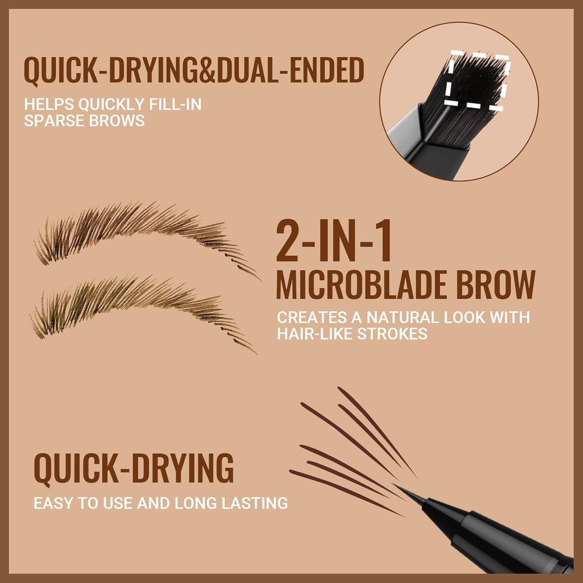 4D Microblading Eyebrow Pencil – 2-in-1 Dual-Ended Brow Pen & Brush | Long-Lasting Waterproof Hair-Like Strokes - Gold Store Business