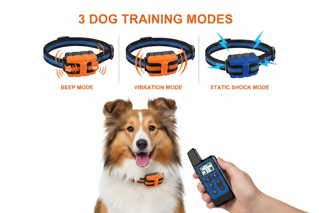Anti-Bark Dog Collar – Electric Shock, Vibration & Sound with LED for Small & Large Dogs - Gold Store Business