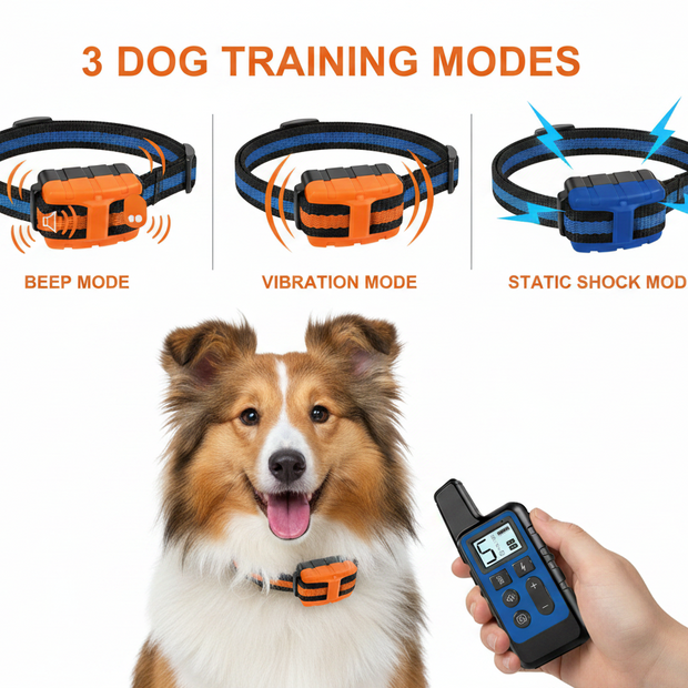 Anti-Bark Dog Collar – Electric Shock, Vibration & Sound with LED for Small & Large Dogs - Gold Store Business