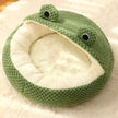 Frog-Shaped Plush Pet Nest – Warm Winter Dog Den & Cat Villa Semi-Enclosed Kitten Puppy House - Gold Store Business