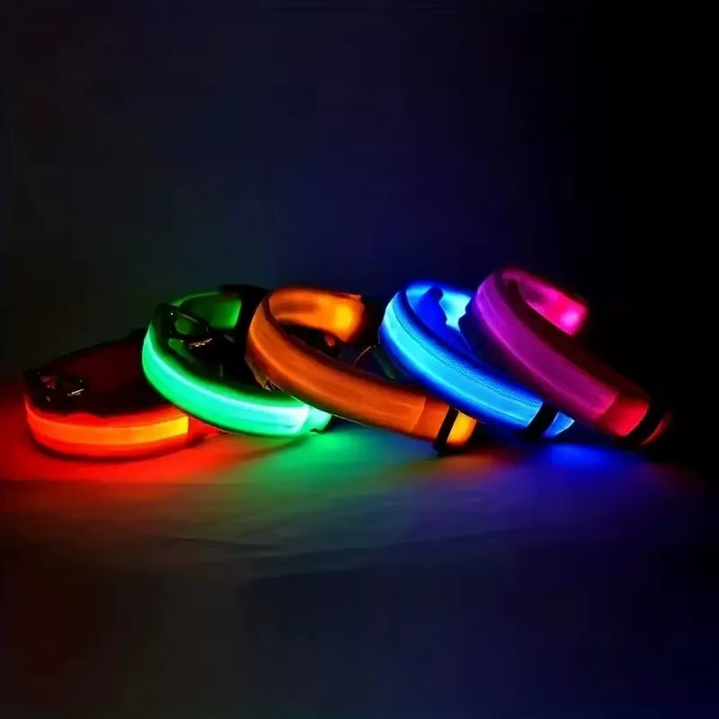 LED Glow-in-the-Dark Dog Leash & Collar Set – Nylon Night Safety Luminous Fluorescent Pet Lead - Gold Store Business