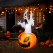 5 Ft Halloween Inflatable Pumpkin Halloween Inflatable Pumpkins and Ghost Outdoor Yard Decoration Build-In 4 LED Lights