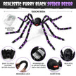 5ft Giant Light-Up Halloween Spider | Hairy Plush, Purple LED Legs, Poseable — Indoor & Outdoor Decor