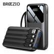 15,000mAh Power Bank | 22.5W Fast Charging, Built-In Cables, 6 Outputs, LED Display — Black