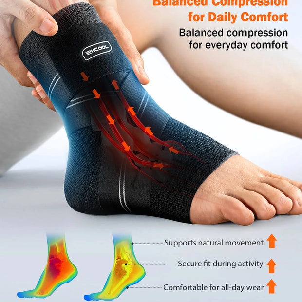 Professional Ankle Brace for Weightlifting & Gym, 7-Zone Ankle Support with Stability Strap, Replaces Bulky Ankle Weights，Black