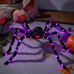 5ft Giant Light-Up Halloween Spider | Hairy Plush, Purple LED Legs, Poseable — Indoor & Outdoor Decor
