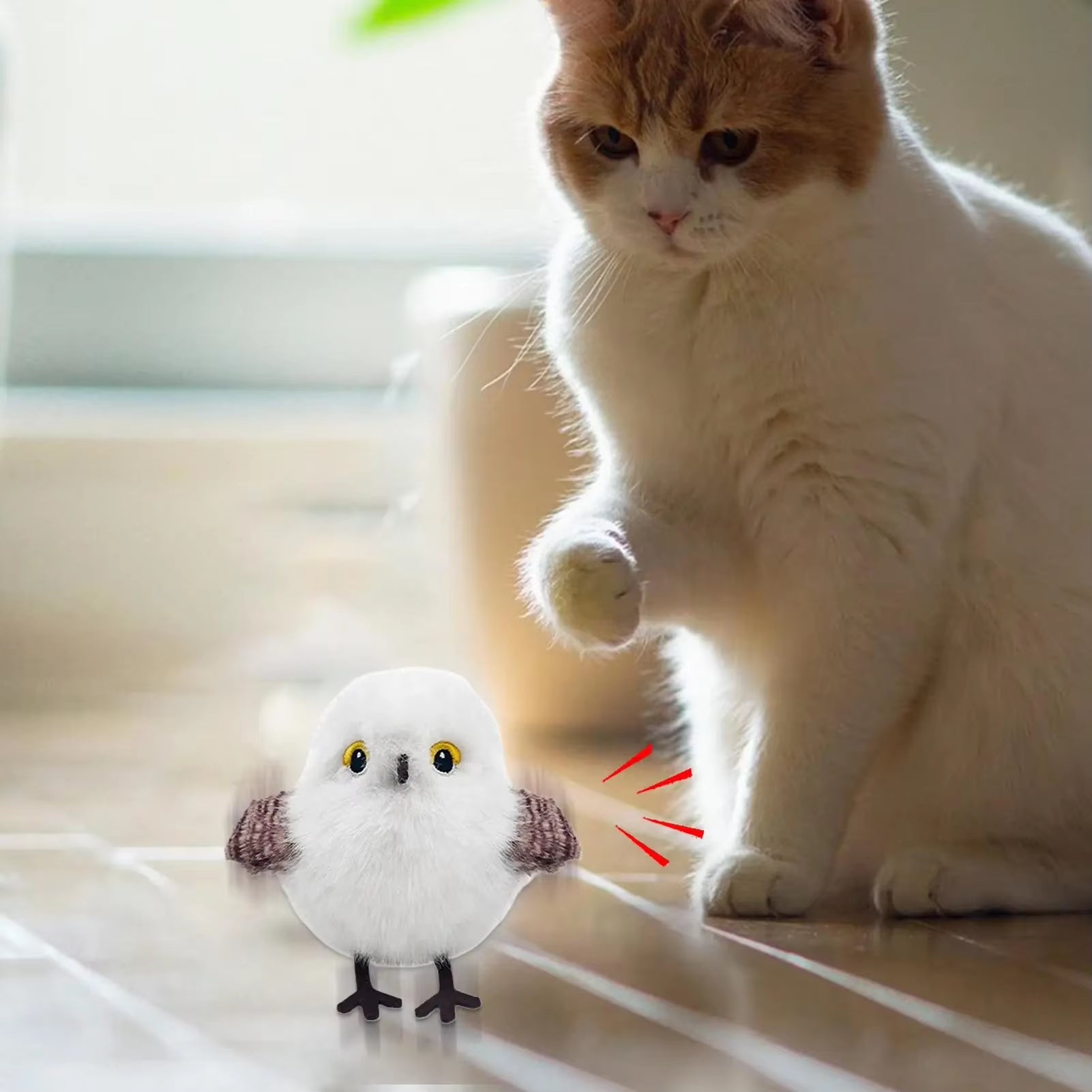 USB Rechargeable Flapping & Chirping Bird Cat Toy – Touch Activated Plush Hunting Toy for Indoor Kittens - Gold Store Business
