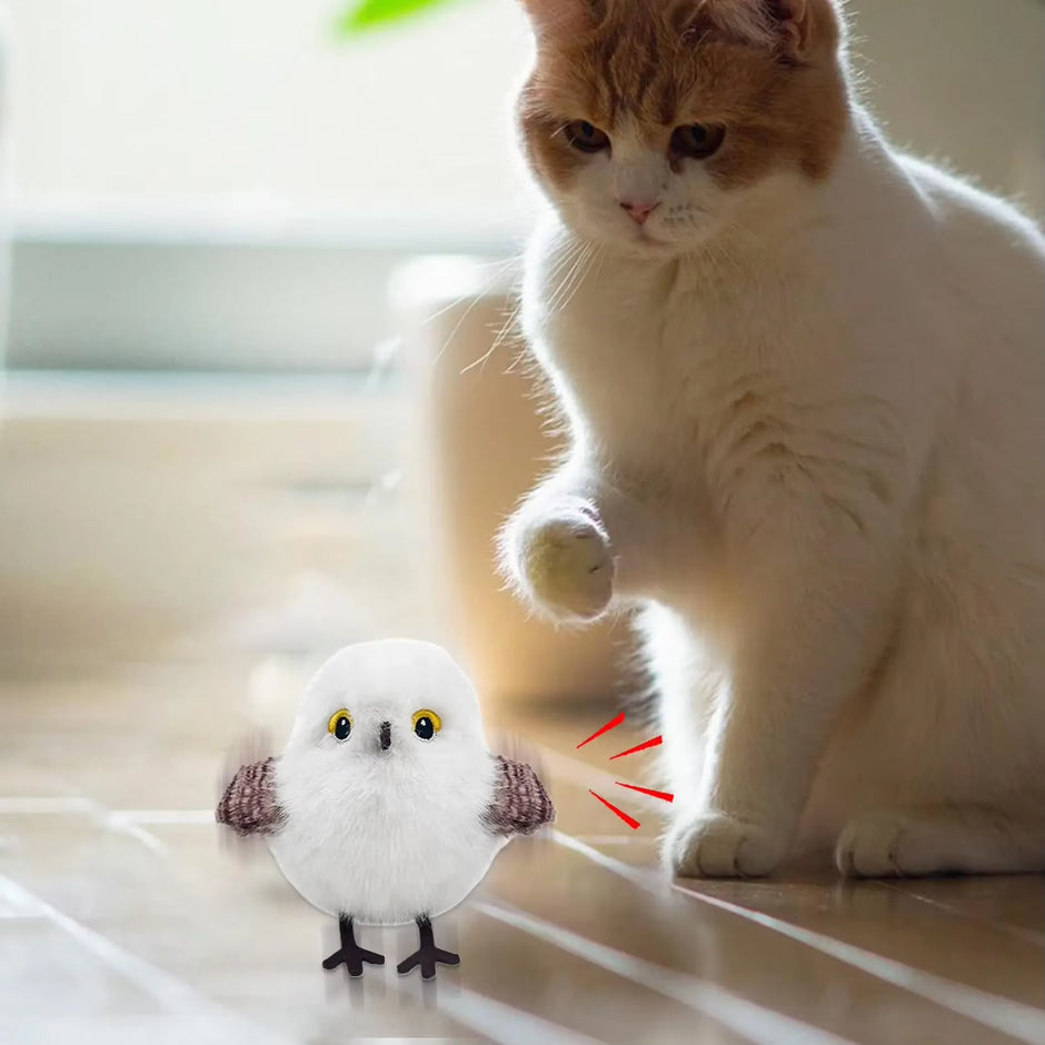 USB Rechargeable Flapping & Chirping Bird Cat Toy – Touch Activated Plush Hunting Toy for Indoor Kittens - Gold Store Business