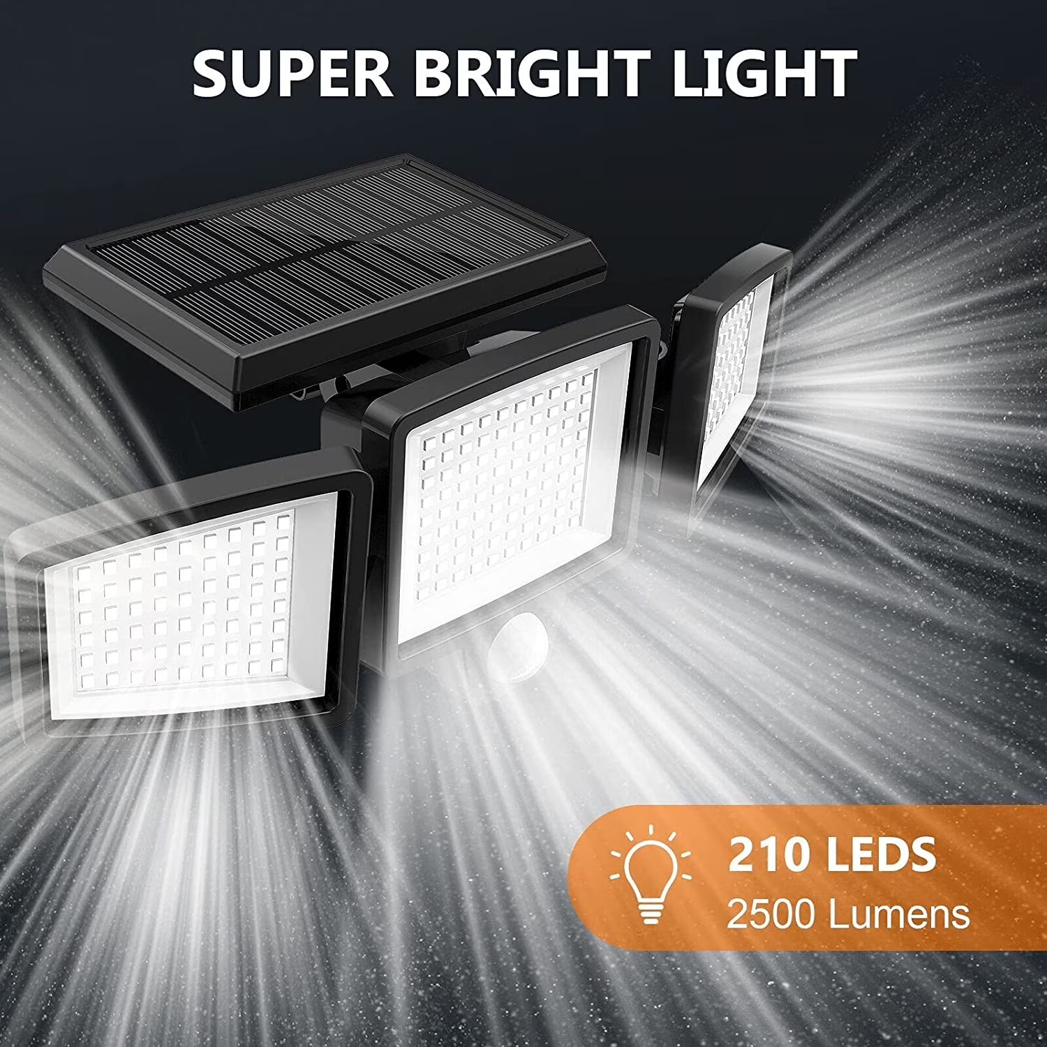 Solar Lights Outdoor - 210 LED 2500LM Waterproof Motion Sensor Security Lights with Wireless Remote Flood Lights for Patio Garage Yard Entryways