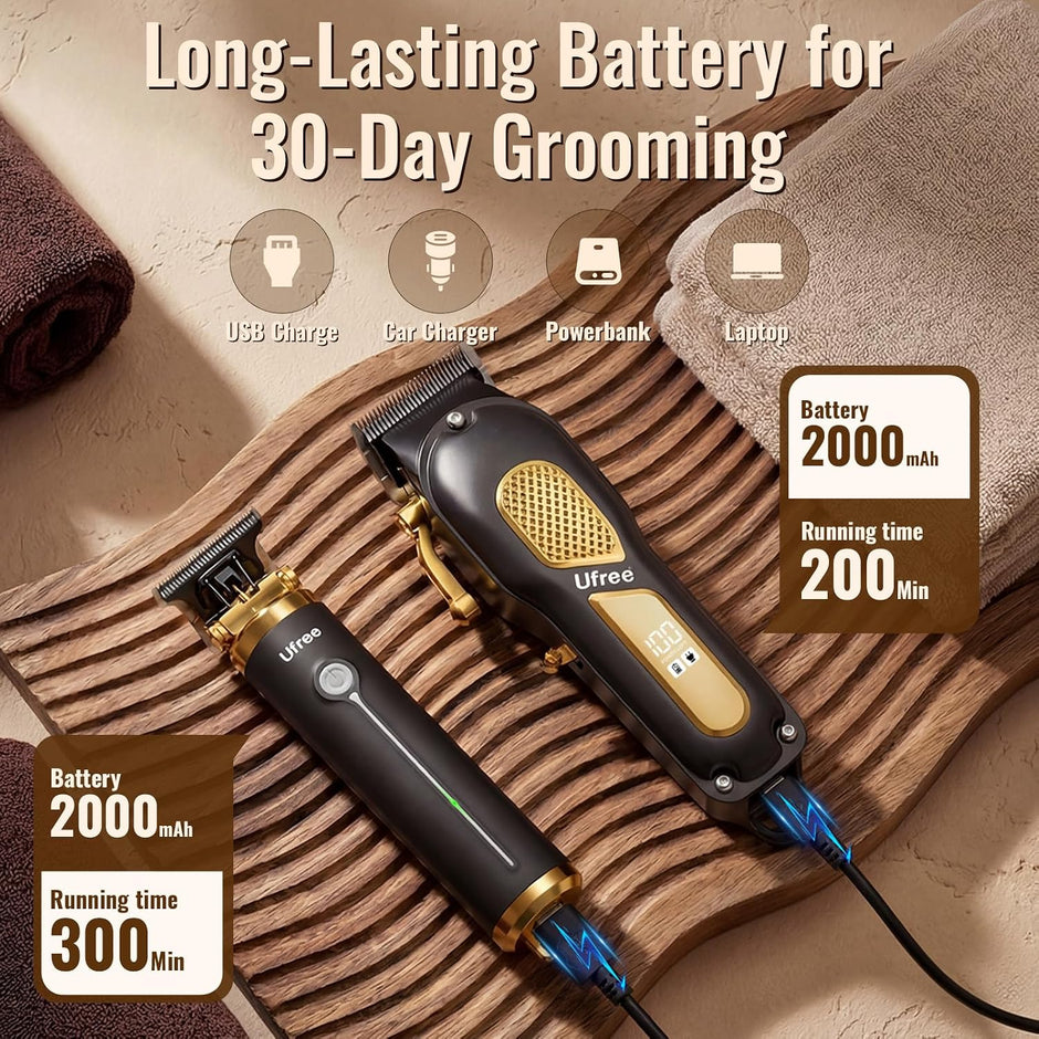 Cordless Hair Clippers for Men, Barber Clippers and Trimmers Set