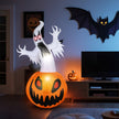 5 Ft Halloween Inflatable Pumpkin Halloween Inflatable Pumpkins and Ghost Outdoor Yard Decoration Build-In 4 LED Lights