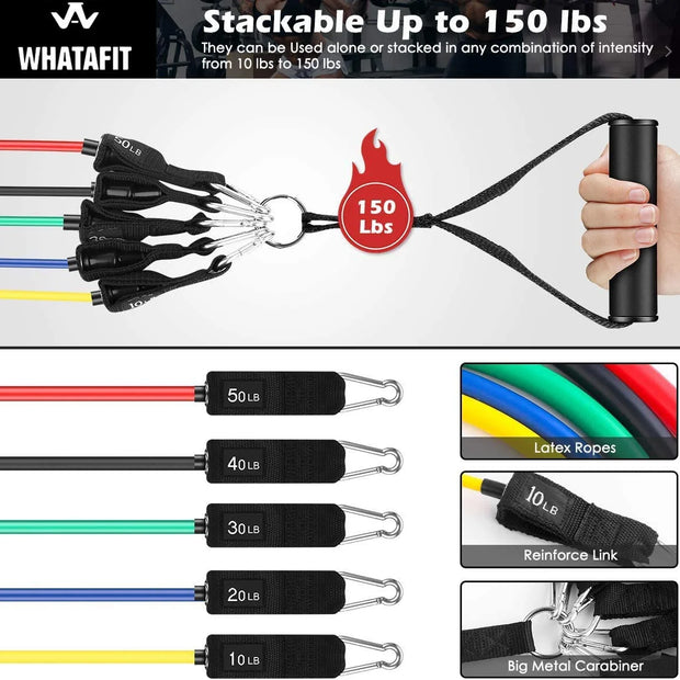 150Lbs Resistance Bands for Working Out, Exercise Bands, Workout Bands, Resistance Bands Set with Handles for Men Women , Weights for Strength Training Equipment at Home