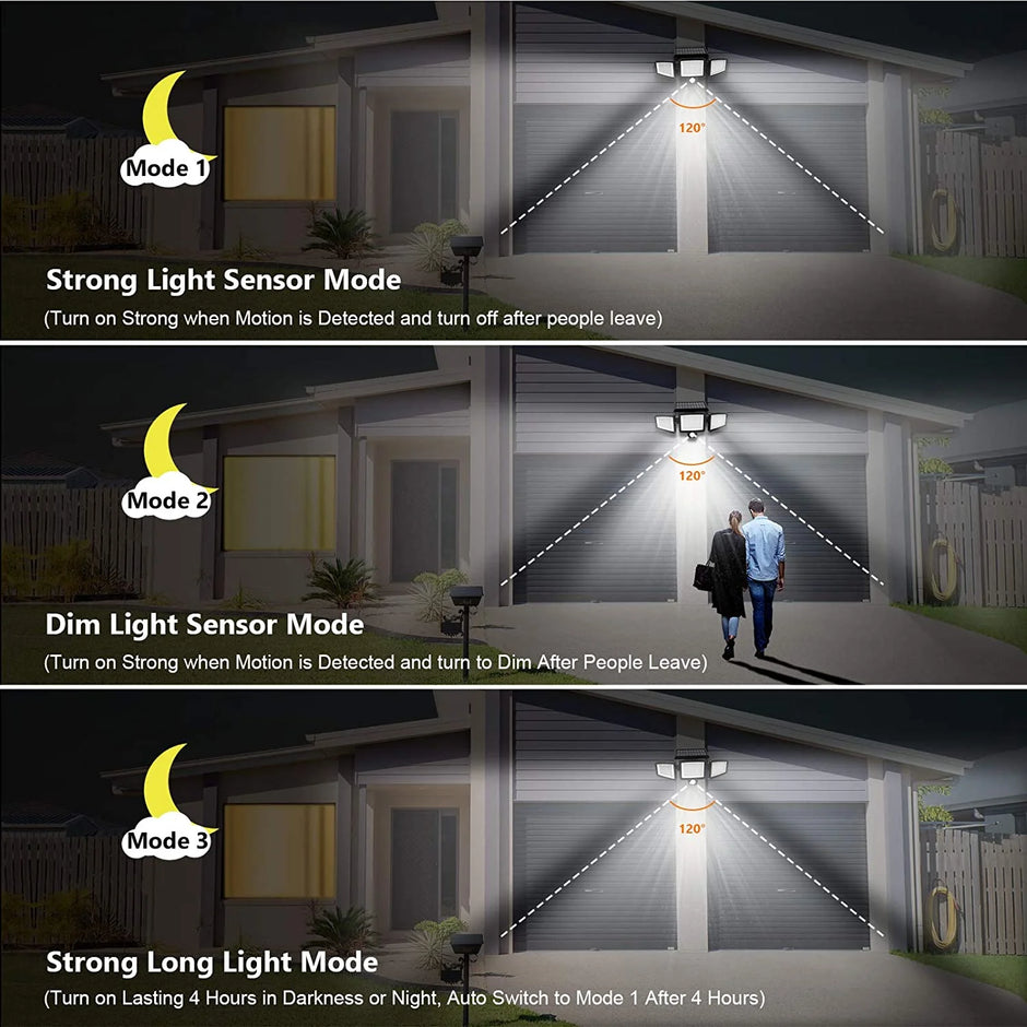 Solar Lights Outdoor - 210 LED 2500LM Waterproof Motion Sensor Security Lights with Wireless Remote Flood Lights for Patio Garage Yard Entryways