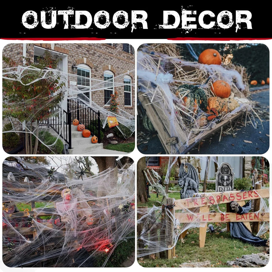Halloween Spider Webs Decorations for Halloween Decorations Outdoor, 600Sqft Cobwebs for Halloween Decor with 150 Fake Spiders