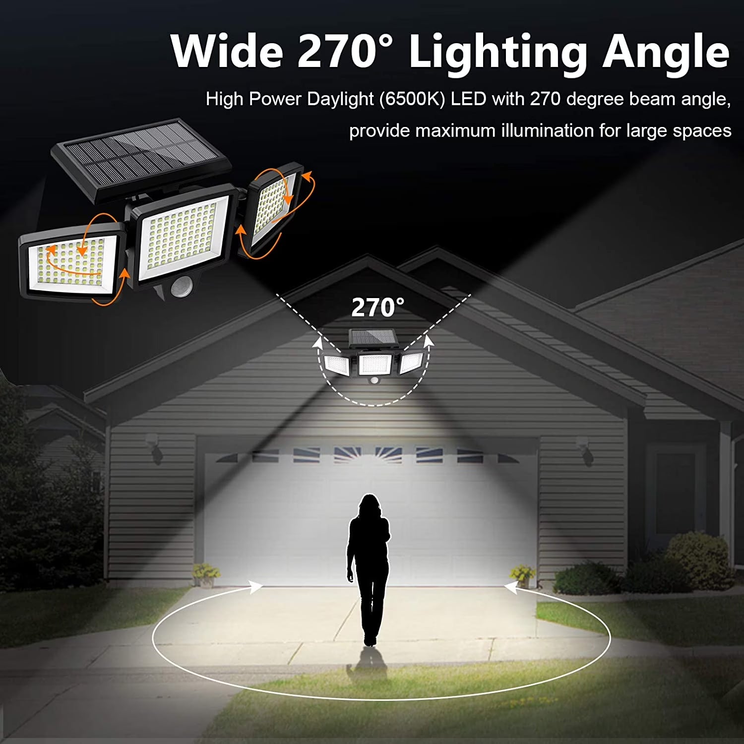 Solar Lights Outdoor - 210 LED 2500LM Waterproof Motion Sensor Security Lights with Wireless Remote Flood Lights for Patio Garage Yard Entryways