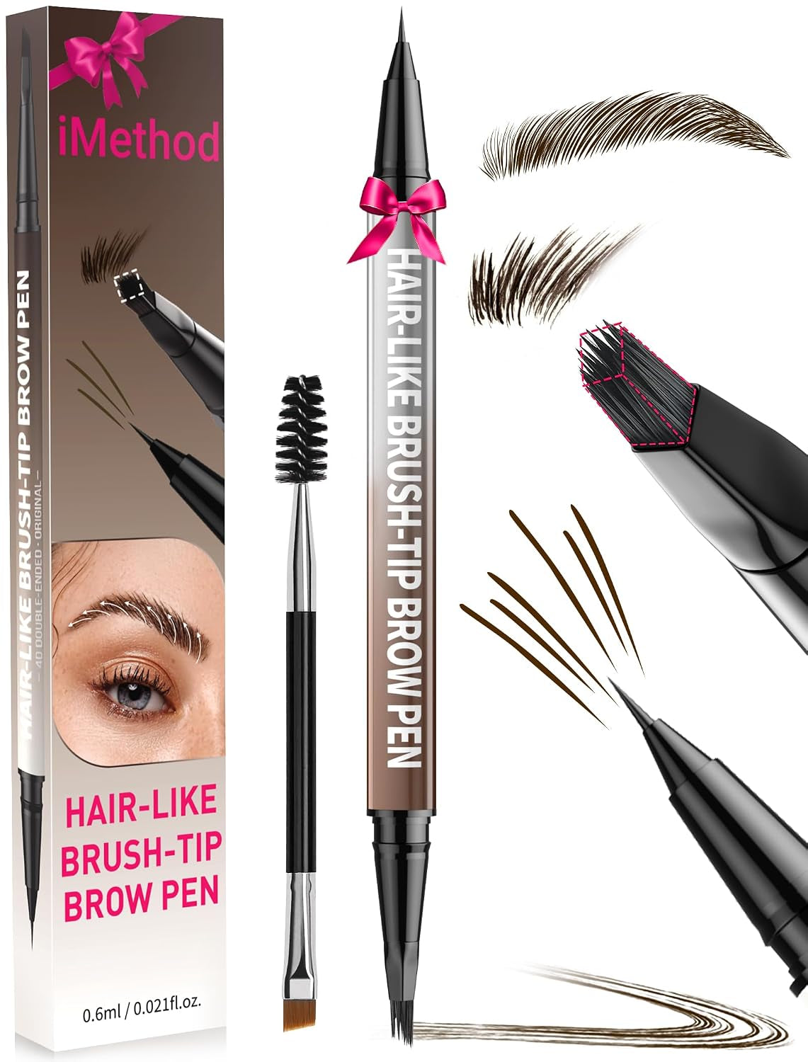 4D Microblading Eyebrow Pencil – 2-in-1 Dual-Ended Brow Pen & Brush | Long-Lasting Waterproof Hair-Like Strokes - Gold Store Business