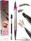 4D Microblading Eyebrow Pencil – 2-in-1 Dual-Ended Brow Pen & Brush | Long-Lasting Waterproof Hair-Like Strokes - Gold Store Business