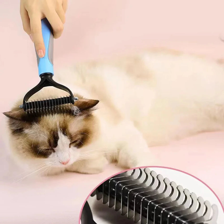 Professional Pet Deshedding Brush – Dog & Cat Hair Remover Comb with Knot Cutter for All Coat Types - Gold Store Business