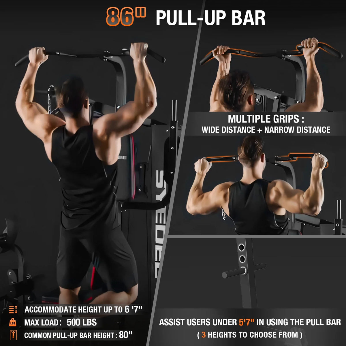Home Gym Station, Workout Station with 150LBS Weight Stack, Home Gym Equipment with Power Tower for All Body Training