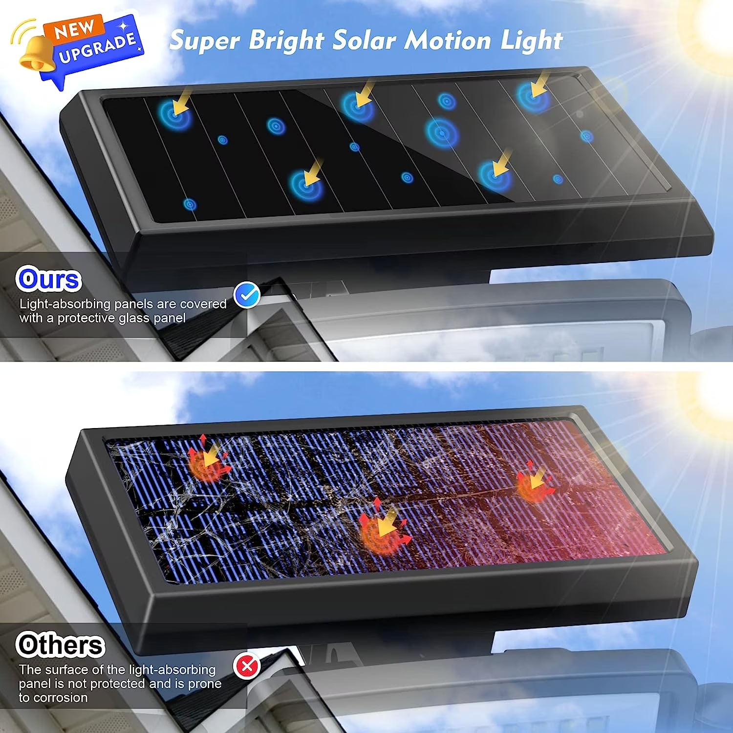 Solar Lights Outdoor - 210 LED 2500LM Waterproof Motion Sensor Security Lights with Wireless Remote Flood Lights for Patio Garage Yard Entryways