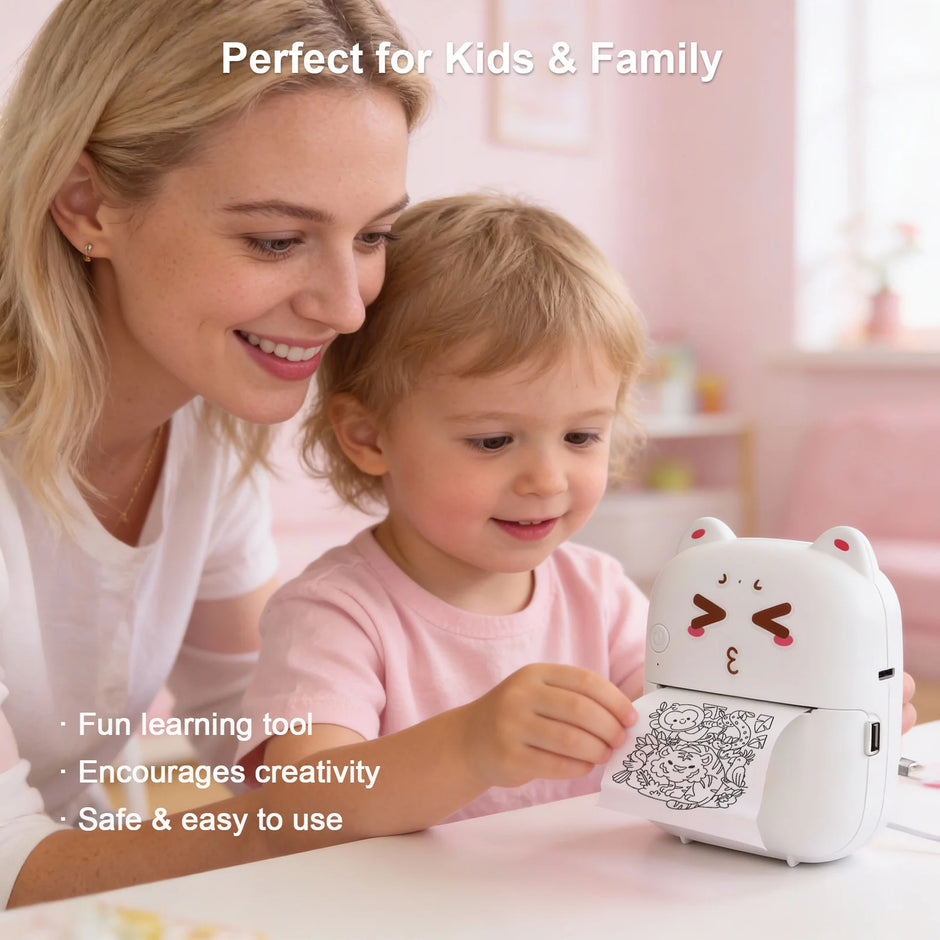 AI Mini Printer Sticker Print Portable Thermal Inkless Maker Bluetooth Pocket Instant Printing for School Office Home for Study Note,Journal,Diy,Gift