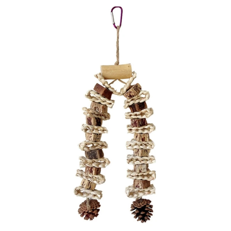 Large Parrot Chewing & Climbing Swing Toy – Natural Pine Cone Bird Cage Hanging Toy for Lovebirds & Cockatoos - Gold Store Business