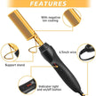 Electric Hot Comb Set – Hair Straightener & Curling Iron for Natural Hair and Wigs | Wig Glue & Wax Stick Included