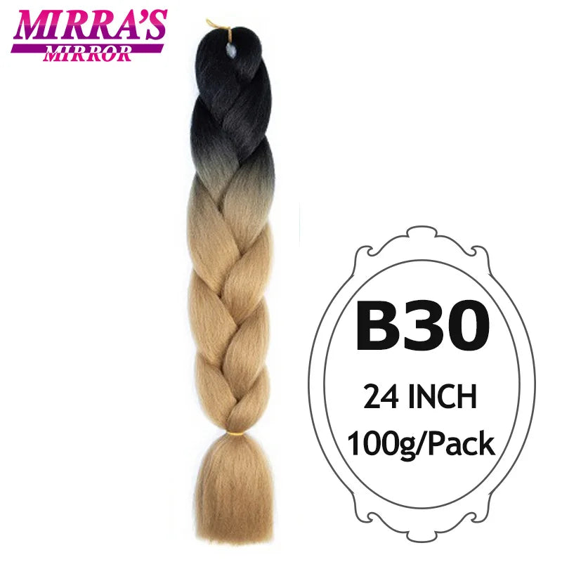 Ombre Braiding Hair Extensions – Kanekalon Synthetic Jumbo Braids 24 Inch | 6 Pcs/Lot