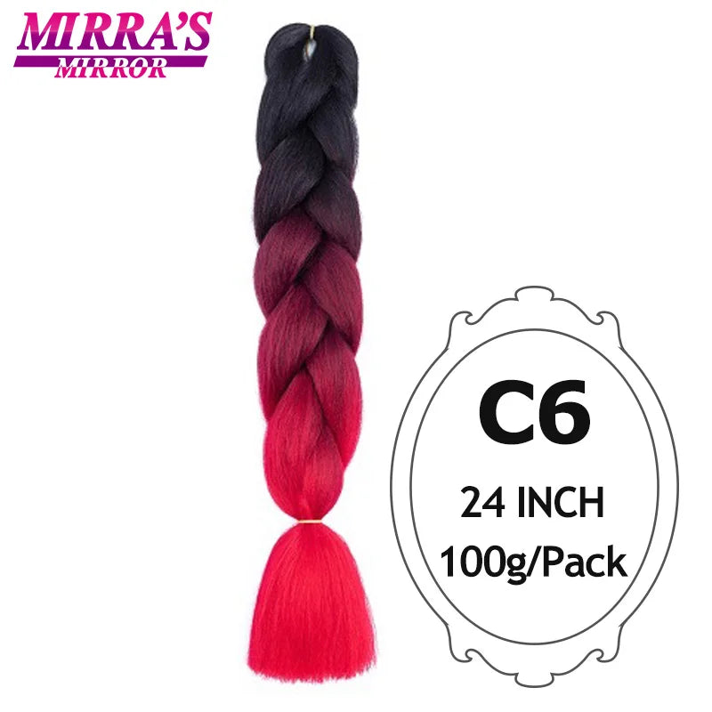 Ombre Braiding Hair Extensions – Kanekalon Synthetic Jumbo Braids 24 Inch | 6 Pcs/Lot