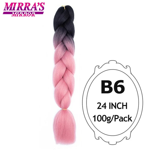 Ombre Braiding Hair Extensions – Kanekalon Synthetic Jumbo Braids 24 Inch | 6 Pcs/Lot