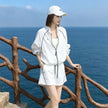Women's Summer Sunscreen Leisure Sports Two-Piece Set | Zipper Jacket & Wide Leg Pants