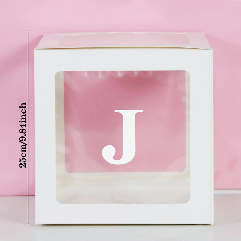 25cm Transparent Letter Gift Box – A-Z Alphabet for Baby Shower, Wedding & Party Decor - Gold Store Business