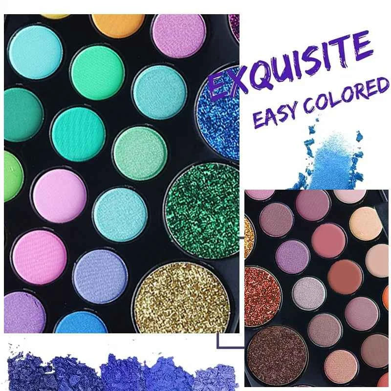 29-Color Eyeshadow Palette Set — Shimmer, Matte & Glitter | Waterproof, Long-Lasting | Festival & Everyday Makeup