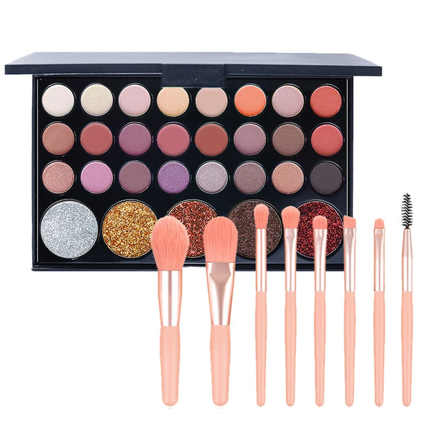 29-Color Eyeshadow Palette Set — Shimmer, Matte & Glitter | Waterproof, Long-Lasting | Festival & Everyday Makeup