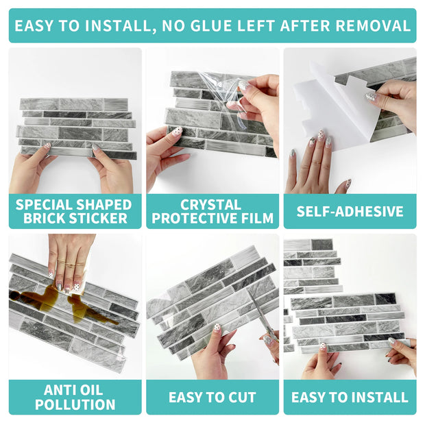 Marble Peel & Stick Wall Tiles – Waterproof Self-Adhesive Backsplash for Bathroom & Kitchen
