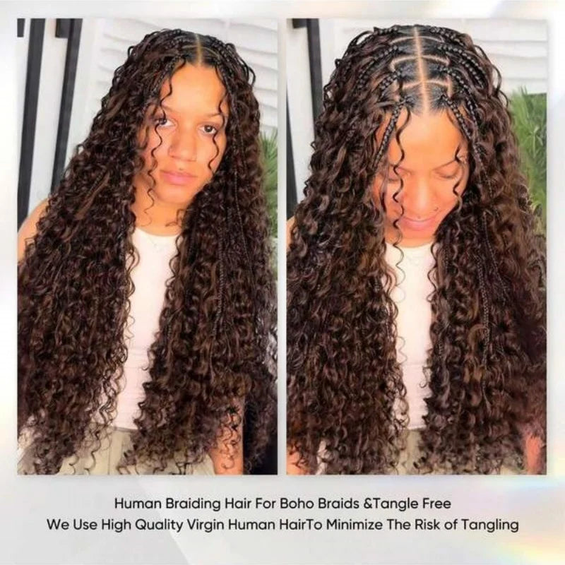 Human Hair Bulk for Braiding — 2 Bundles Deep Wave | Boho Braids, Water Wave, Curly (12–28 Inches)