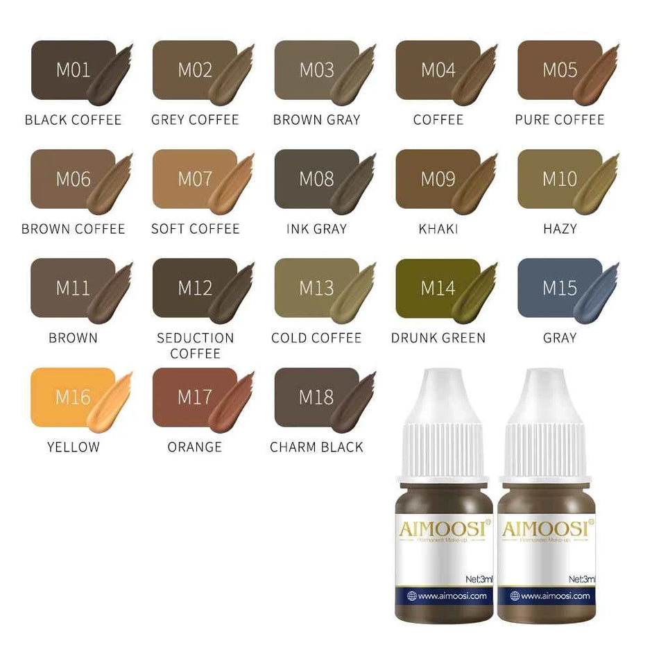 Aimoosi 3ML Semi-Permanent Makeup Pigment — Milk Tea Colors | Brows, Eyeliner & Lips | Lasts 3–5 Years