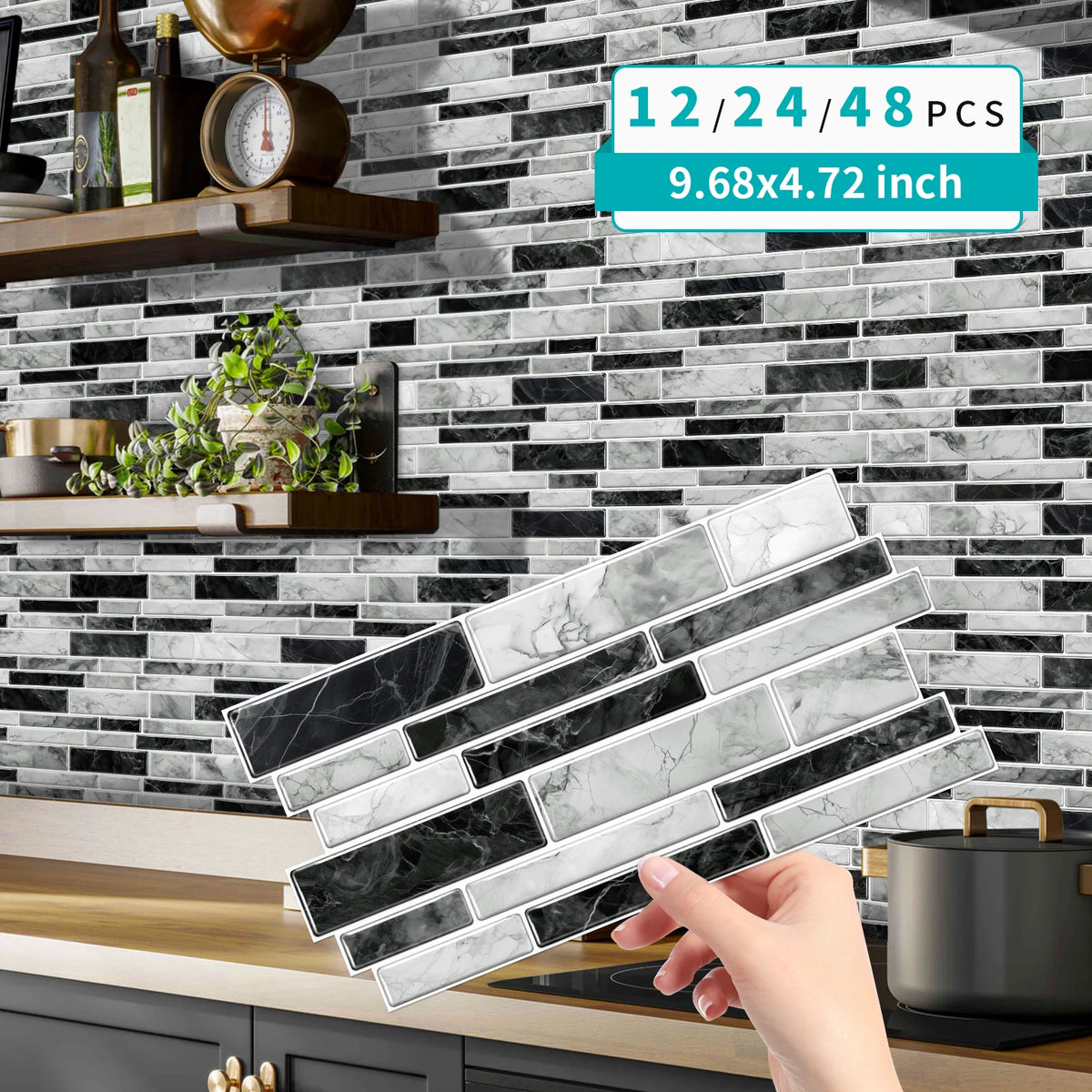 Marble Peel & Stick Wall Tiles – Waterproof Self-Adhesive Backsplash for Bathroom & Kitchen