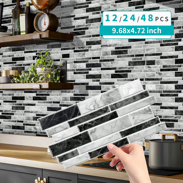 Marble Peel & Stick Wall Tiles – Waterproof Self-Adhesive Backsplash for Bathroom & Kitchen